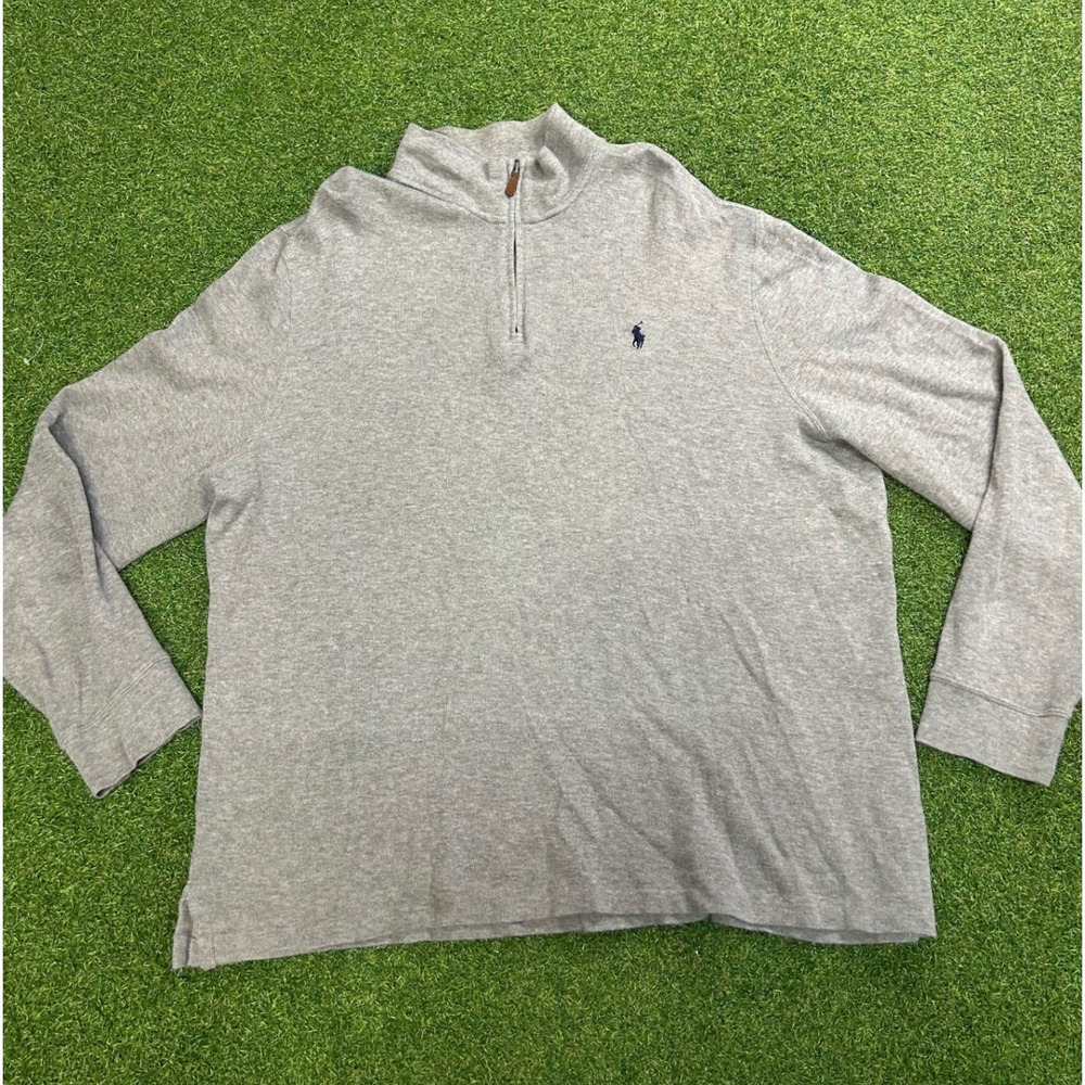 Polo Ralph Lauren Mens XL Estate Rib Quarter Zip Pullover Heather Gray Pony Logo